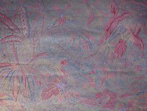 Tissu schintz au lion ,oiseau et indiens dans forêt