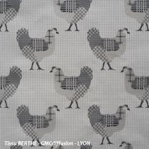 Tissu  poules  sur fond pied de poule - BERTHE