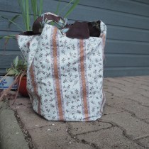 Tissu schintz coton rayures brindilles fleuries - fond écru