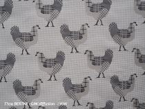 Tissu  poules  sur fond pied de poule - BERTHE