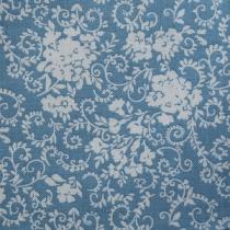 Tissu HORTENSE bouquet blanc cassé fond bleu