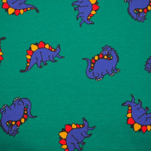 tissu jersey coton DINO' dinosaures  fond vert