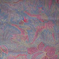 Tissu schintz au lion ,oiseau et indiens dans forêt