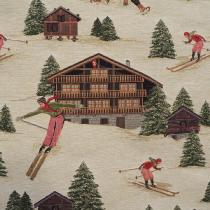 tissu COMBLOUX -montagne-chalet - skieurs