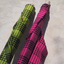 Tissu Prince de Galles fuschia et noir