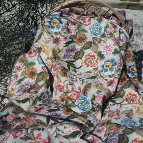 Indienne -tissu floral fond écru - 