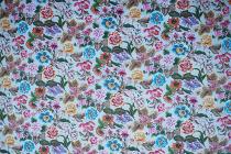 Indienne -tissu floral fond écru - 