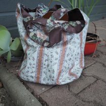 Tissu schintz coton rayures brindilles fleuries - fond écru