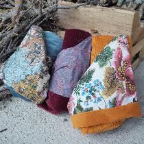 Tissu grand motif floral et papillons - oiseau-fond écru