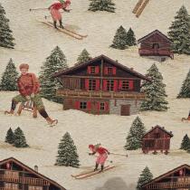 tissu COMBLOUX -montagne-chalet - skieurs