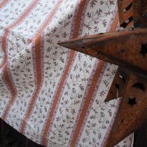 Tissu schintz coton rayures brindilles fleuries - fond écru