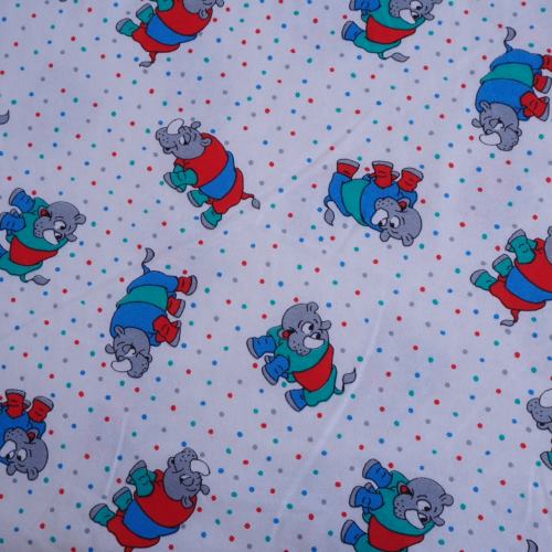 tissu jersey  HIPPO' hippopotames sur fond blanc